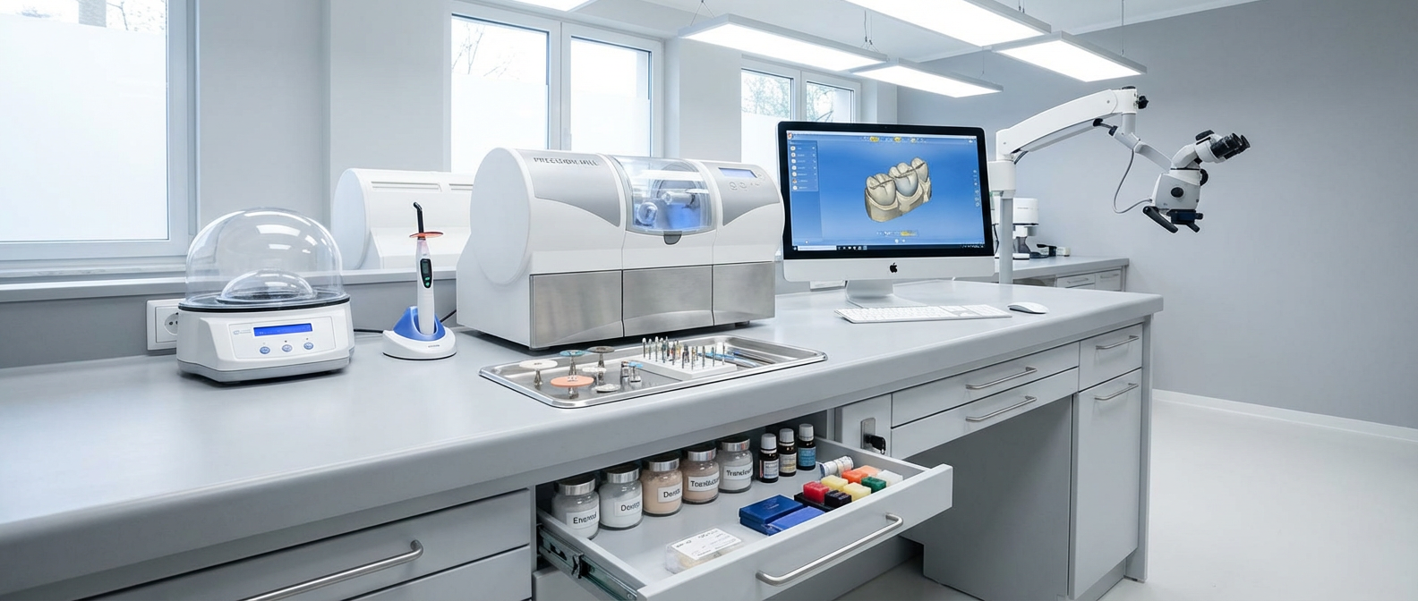 Рабочее место зубного техника и оборудование лаборатории