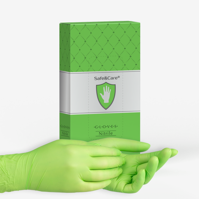 Перчатка нитриловая Safe&Care TN 347 L Зеленая (50 пар)