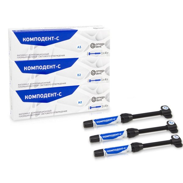 Комподент-С A2, материал пломбировочный светоотверждаемый 4гр. Комподент-С A2, материал пломбировочный светоотверждаемый 4гр.
