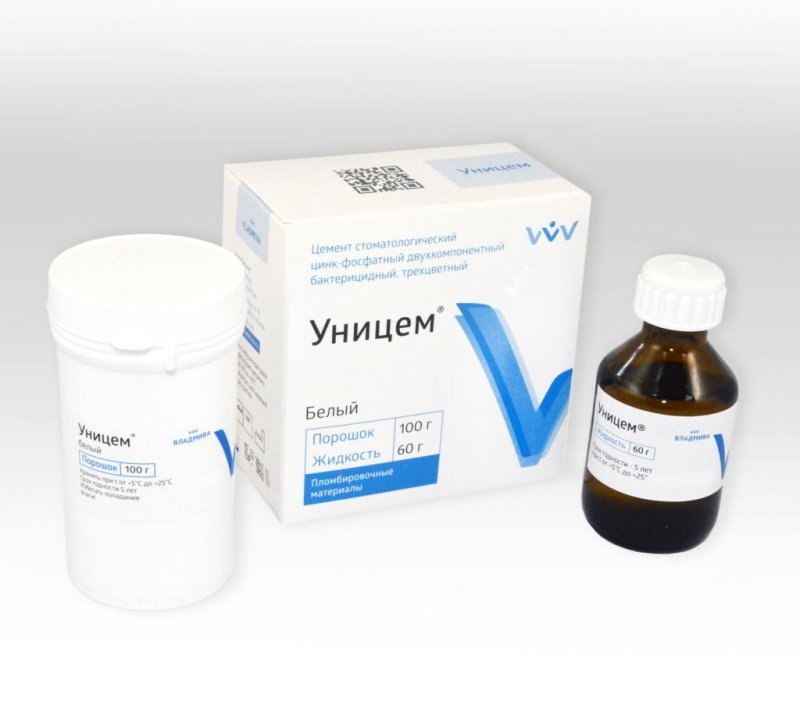 Уницем Белый, ВладМиВа, цемент цинк-фосфатный двухкомпонентный (100гр.+60гр.)