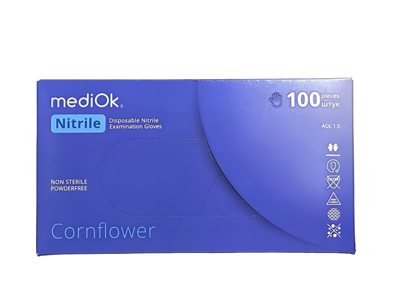 Перчатка нитриловая MediOK Cornflower M Сиреневая (50 пар)