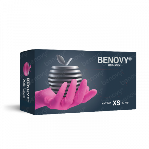 Перчатка нитриловая Benovy M Сиреневая (50 пар)