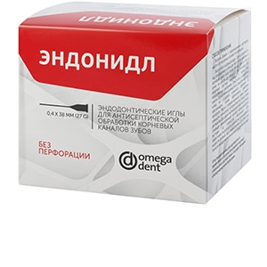 Эндонидл, Omega Dent, 0,3х38мм. игла эндодонтическая без перфорации (1шт.) Эндонидл, Omega Dent, 0,3х38мм. игла эндодонтическая без перфорации (1шт.)
