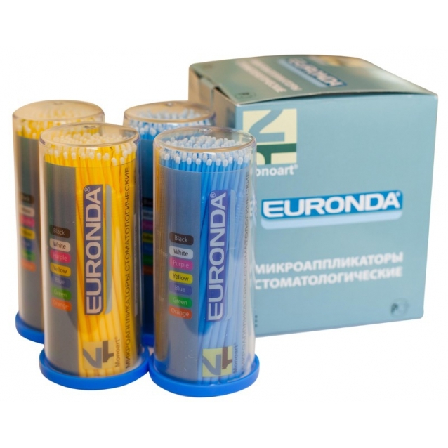 Микроаппликаторы Euronda, размер F, Желтые и Голубые (100шт.) Микроаппликаторы Euronda, размер F, Желтые и Голубые (100шт.)