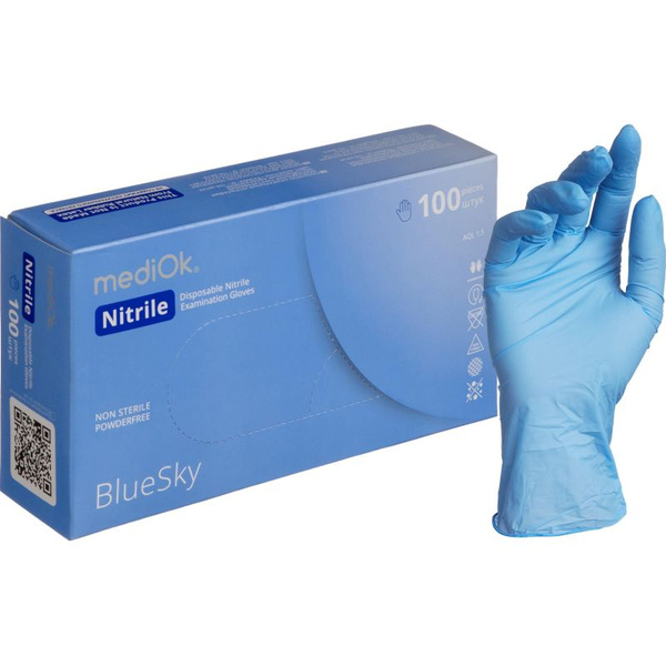 Перчатка нитриловая MediOK Blue Sky M Голубая (50 пар) Перчатка нитриловая MediOK Blue Sky M Голубая (50 пар)