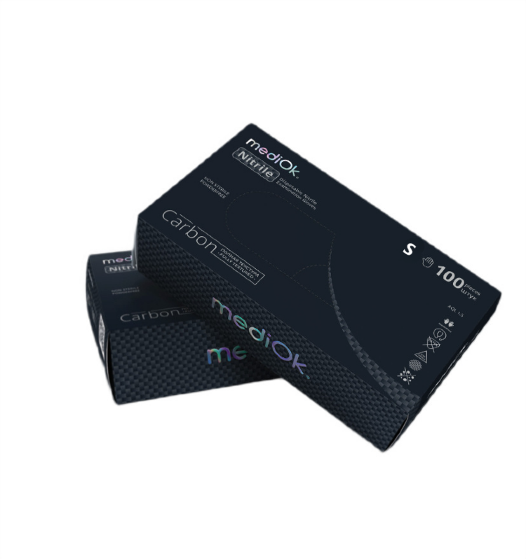 Перчатка нитриловая MediOK Carbon L Черная (50 пар)