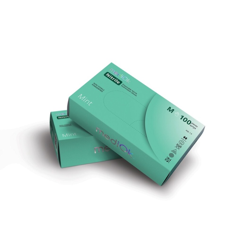 Перчатка нитриловая MediOK Mint L Зеленая (50 пар) Перчатка нитриловая MediOK Mint L Зеленая (50 пар)
