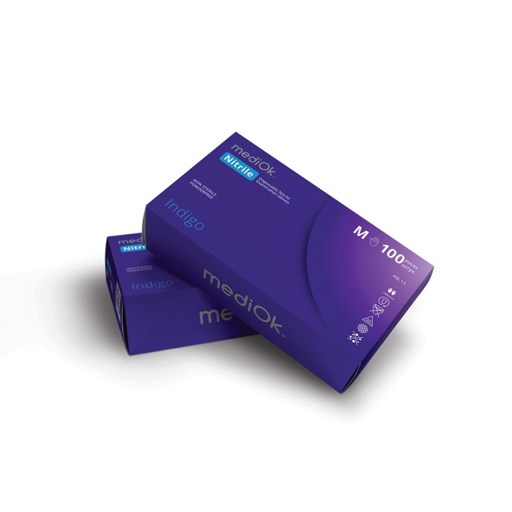 Перчатка нитриловая MediOK Indigo L Фиолетовая (50 пар)