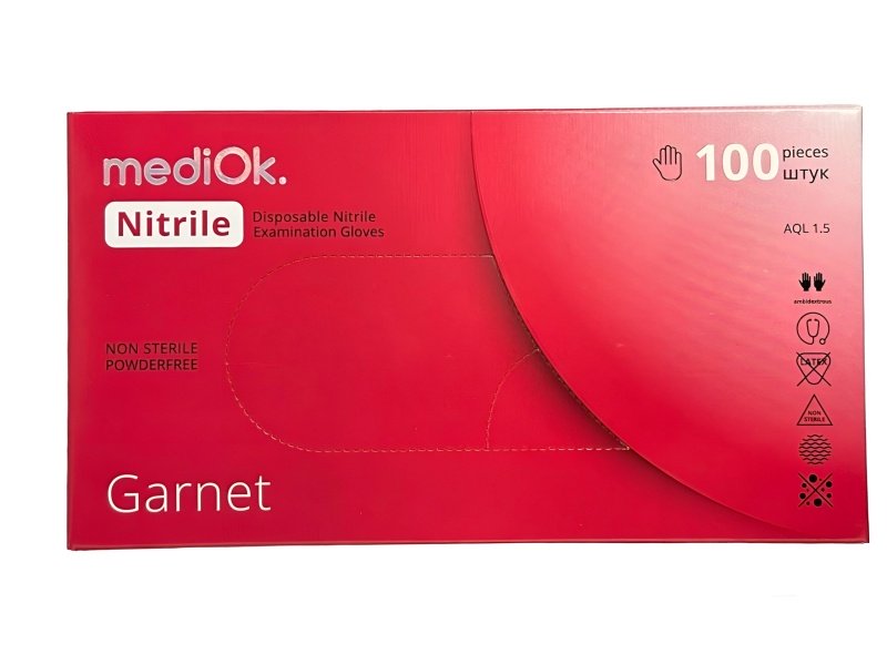 Перчатка нитриловая MediOK Garnet L Красная (50 пар)