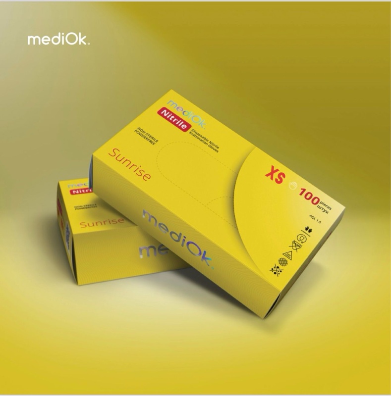 Перчатка нитриловая MediOK Sunrise M Желтая (50 пар)
