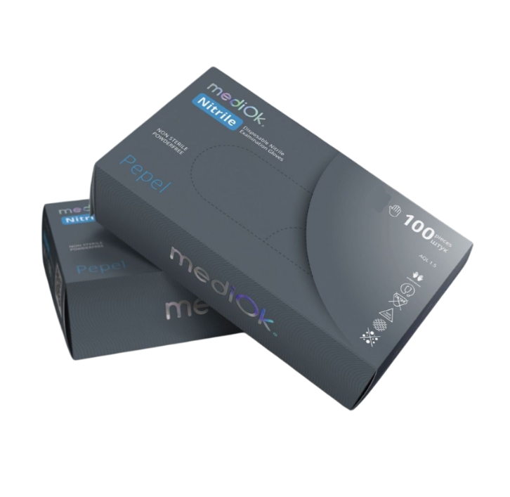 Перчатка нитриловая MediOK Pepel M Серая (50 пар)