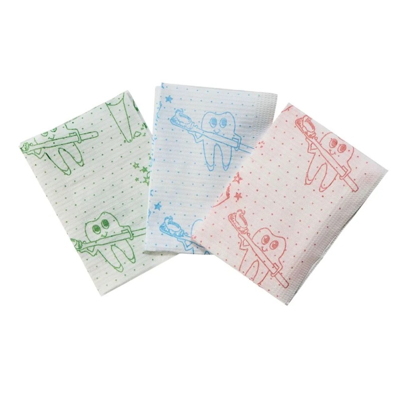 Салфетки нагрудные JNB, с рисунком Зуб, Цвет Зеленый