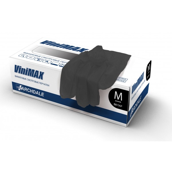 Перчатка Виниловая ViniMax L Черная (50 пар)