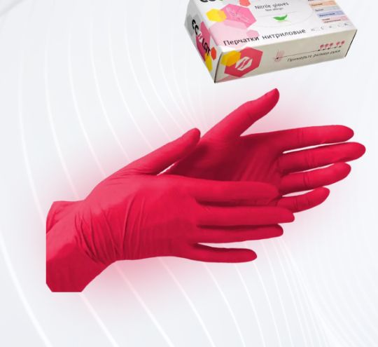 Перчатка нитриловая Ecolat L Красная (50 пар)