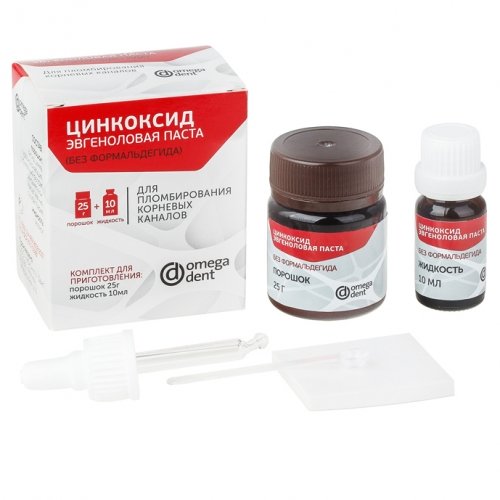Цинкоксид эвгеноловая паста (без формальдегида), Omega Dent (25гр.+10мл.)