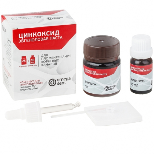 Цинкоксид эвгеноловая паста, Omega Dent (25гр.+10мл.) Цинкоксид эвгеноловая паста, Omega Dent (25гр.+10мл.)