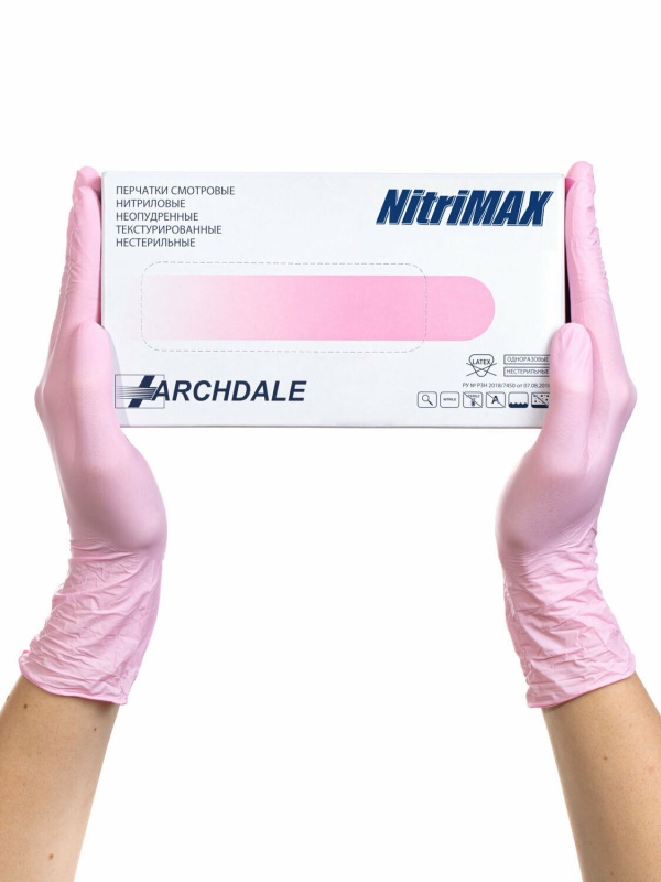 Перчатка нитриловая NitriMAX 861 M Розовая (50 пар)