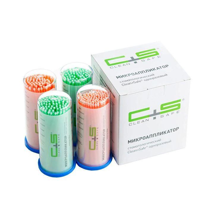 Микроаппликаторы Clean+Safe, одноразовые Regular, Зеленые и Оранжевые (100шт.)