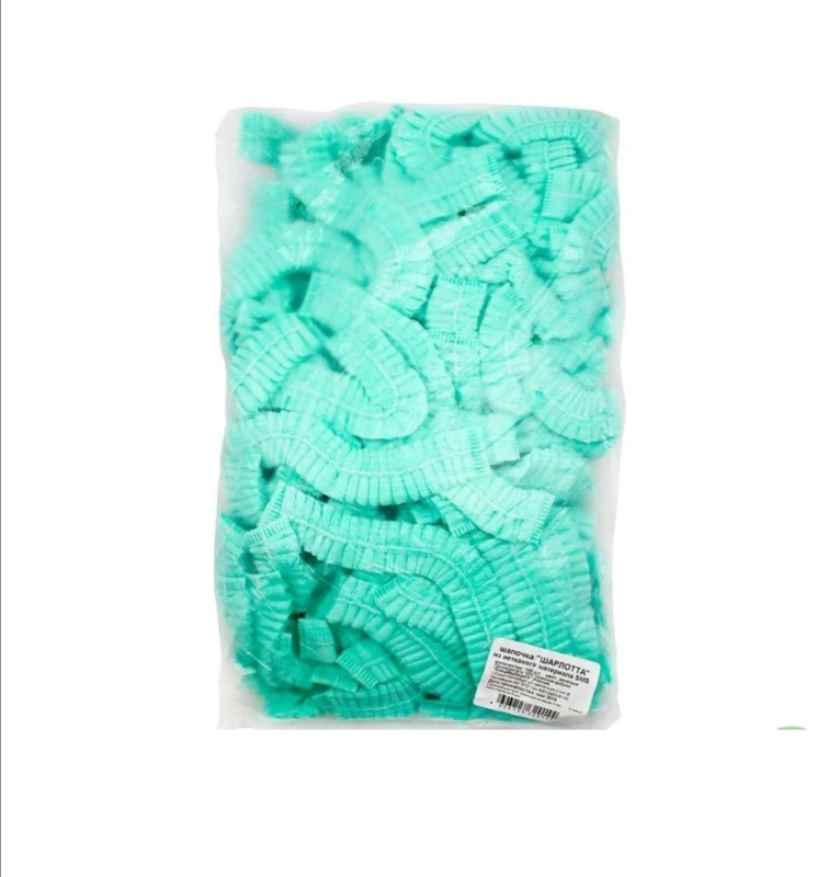 Шапочка медицинская EleGreen Шарлотта, Зеленая (100шт.)