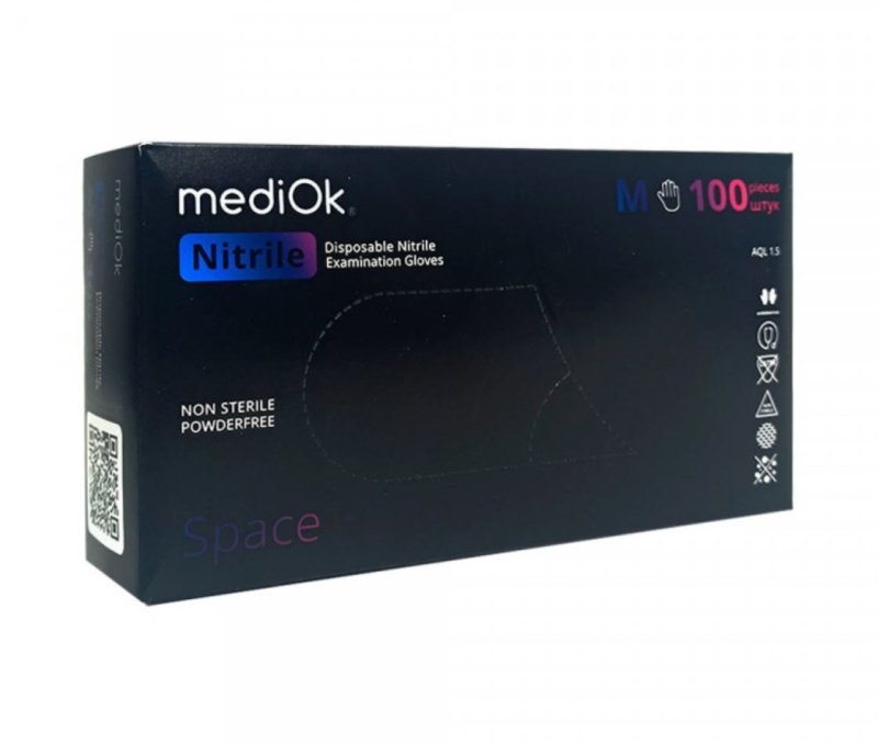 Перчатка нитриловая MediOK Space L Черная (50 пар) Перчатка нитриловая MediOK Space L Черная (50 пар)