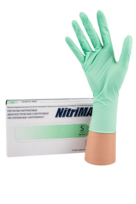 Перчатка нитриловая NitriMAX 185 L Зеленая (50 пар) Перчатка нитриловая NitriMAX 185 L Зеленая (50 пар)