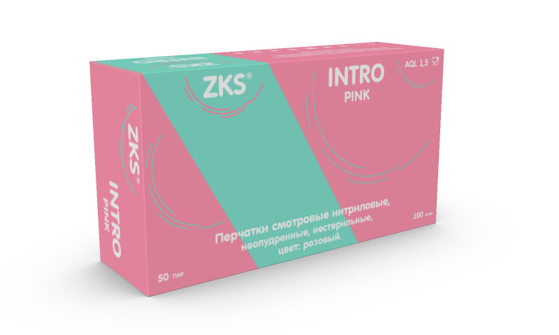 Перчатка нитриловая ZKS Intro Pink M Розовая (50 пар)