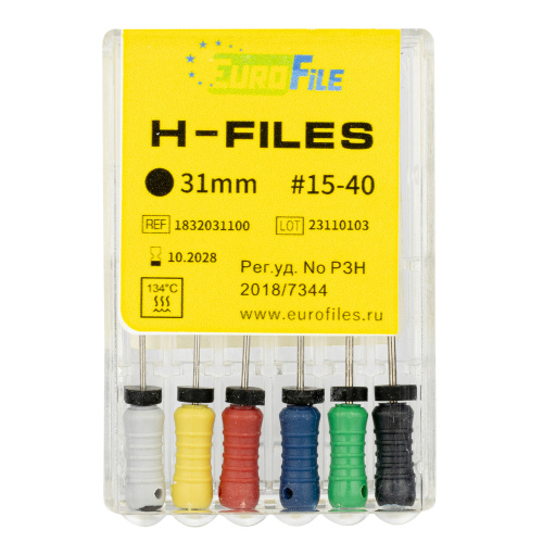 H-Files, EuroFile, 21мм, ISO-(15-40) (Ассорти) (6шт.)