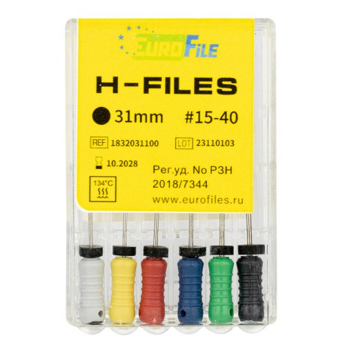 H-Files, EuroFile, 21мм, ISO-(15-40) (Ассорти) (6шт.)