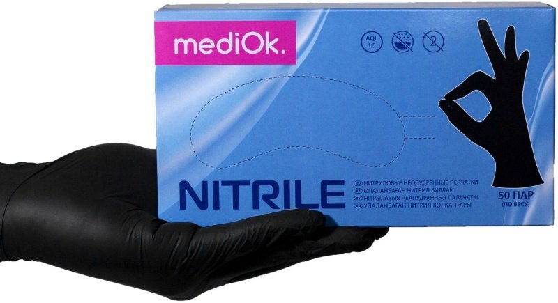 Перчатка нитриловая MediOK Light M Черная (50 пар) Перчатка нитриловая MediOK Light M Черная (50 пар)