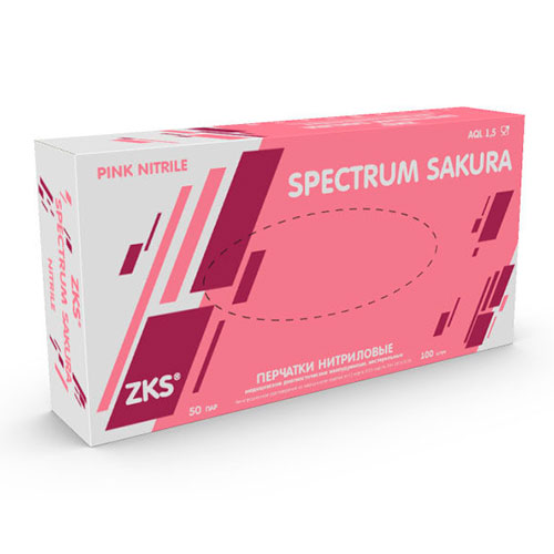 Перчатка нитриловая ZKS Spectrum Sakura M Розовая (50 пар)