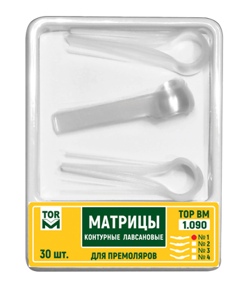 Матрицы лавсановые Top BM 1.090 №2, пласт. контурные для премоляров (30шт.) Матрицы лавсановые Top BM 1.090 №2, пласт. контурные для премоляров (30шт.)