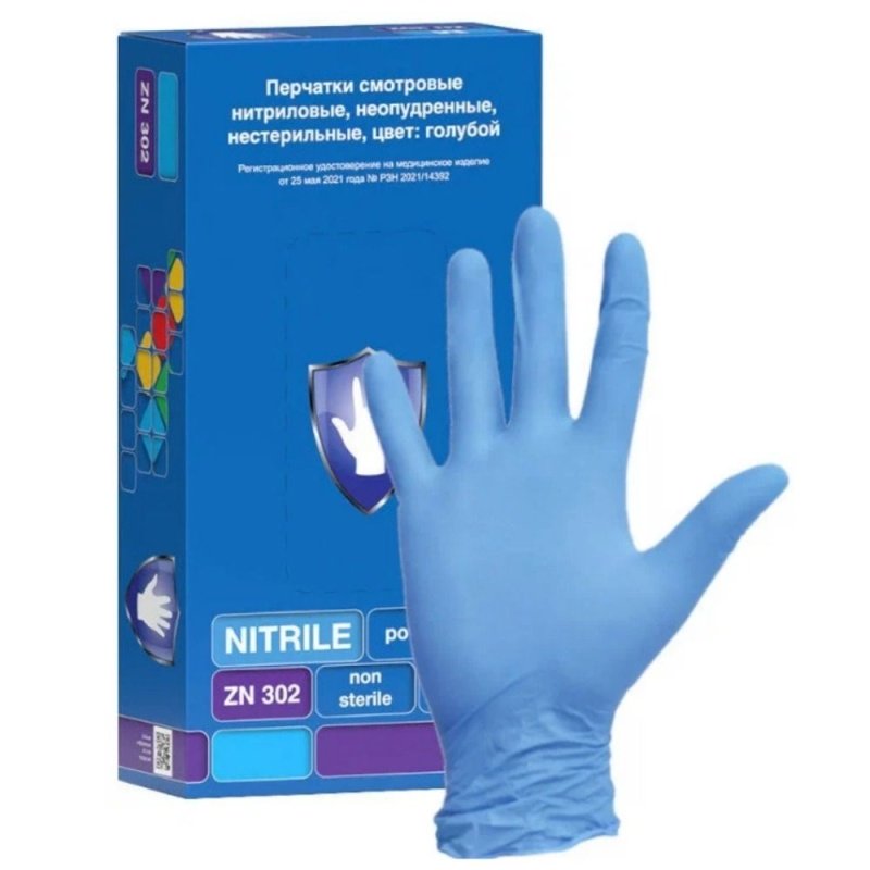 Перчатка нитриловая Safe&Care ZN 302 M Голубая (50 пар) Перчатка нитриловая Safe&Care ZN 302 M Голубая (50 пар)
