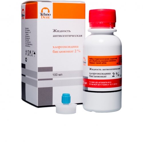Жидкость антисептическая Хлоргексидина Биглюконат 2%, TechnoDent 100мл.